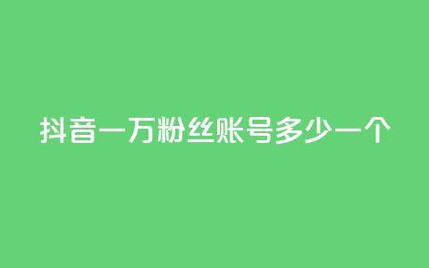 抖音一万粉丝账号多少一个 - 如何评估抖音账号一万粉丝的市值! 第1张 抖音一万粉丝账号多少一个 - 如何评估抖音账号一万粉丝的市值! 第1张