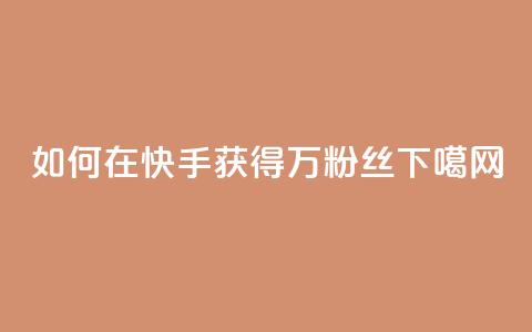 如何在快手获得1万粉丝? 第1张 如何在快手获得1万粉丝? 第1张