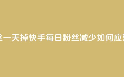 快手粉丝一天掉500 - 快手每日粉丝减少500,如何应对?。 第1张 快手粉丝一天掉500 - 快手每日粉丝减少500,如何应对?。 第1张
