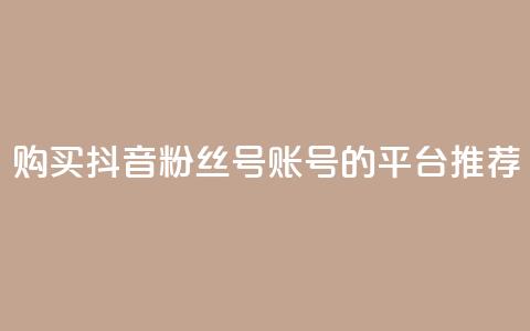 购买抖音粉丝号账号的平台推荐 第1张 购买抖音粉丝号账号的平台推荐 第1张