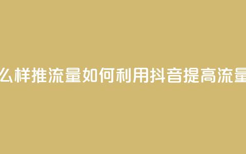 抖音怎么样推流量(如何利用抖音提高流量) 第1张 抖音怎么样推流量(如何利用抖音提高流量) 第1张