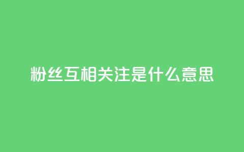 粉丝互相关注是什么意思,快手粉丝和关注的区别在哪里 - QQ点赞自助服务平台 qq资料免费十万赞 第1张 粉丝互相关注是什么意思,快手粉丝和关注的区别在哪里 - QQ点赞自助服务平台 qq资料免费十万赞 第1张