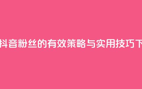 提升抖音粉丝的有效策略与实用技巧 第1张 提升抖音粉丝的有效策略与实用技巧 第1张