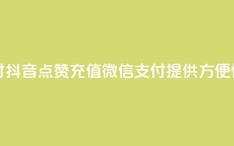 抖音点赞充值微信支付 - 抖音点赞充值微信支付:提供方便快捷的充值方式~ 第1张 抖音点赞充值微信支付 - 抖音点赞充值微信支付:提供方便快捷的充值方式~ 第1张