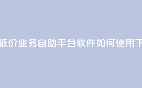 快手低价业务自助平台软件如何使用 第1张 快手低价业务自助平台软件如何使用 第1张