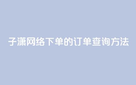 子潇网络下单的订单查询方法 - 子潇网络订单查询方法详解! 第1张 子潇网络下单的订单查询方法 - 子潇网络订单查询方法详解! 第1张