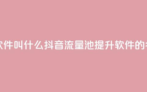 抖音涨流量池的软件叫什么 - 抖音流量池提升软件的名称是什么 ! 第1张 抖音涨流量池的软件叫什么 - 抖音流量池提升软件的名称是什么 ! 第1张