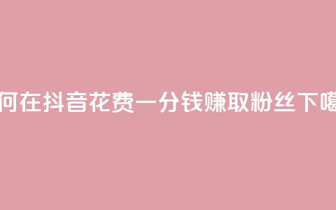 如何在抖音花费一分钱赚取1000粉丝 第1张 如何在抖音花费一分钱赚取1000粉丝 第1张