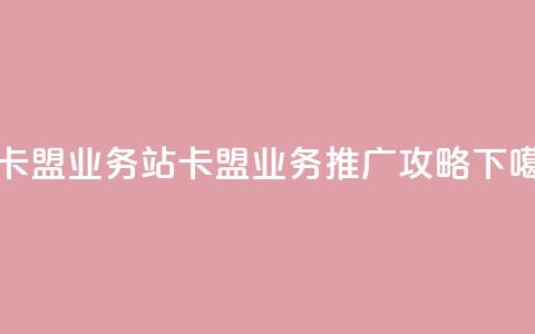 b站卡盟业务 - B站卡盟业务推广攻略~ 第1张 b站卡盟业务 - B站卡盟业务推广攻略~ 第1张