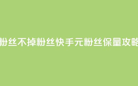 快手1元3000粉丝不掉粉丝(快手1元粉丝保量攻略) 第1张 快手1元3000粉丝不掉粉丝(快手1元粉丝保量攻略) 第1张