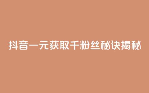抖音一元获取千粉丝秘诀揭秘 第1张 抖音一元获取千粉丝秘诀揭秘 第1张