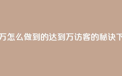 qq访客2万怎么做到的(“达到2万QQ访客的秘诀”) 第1张