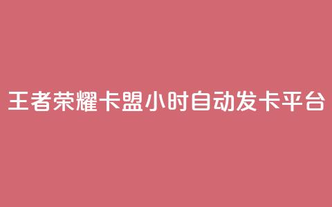 王者荣耀卡盟24小时自动发卡平台 - 王者荣耀卡盟24小时自动发卡平台：最快速、便捷的购卡选择。  第1张