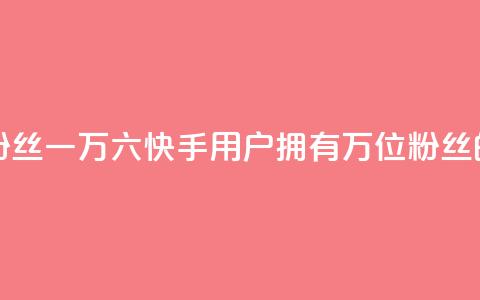 快手粉丝一万六(快手用户拥有1.6万位粉丝的窍门)  第1张