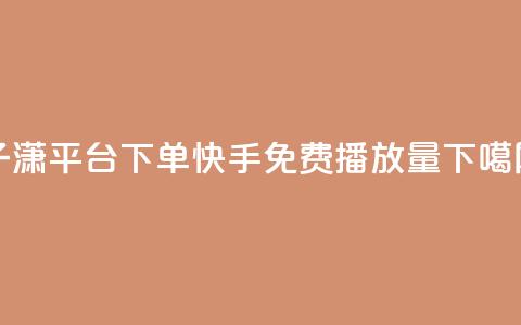 子潇平台下单 - 快手免费1000播放量  第1张