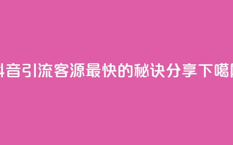 抖音引流客源最快的秘诀分享 第1张 抖音引流客源最快的秘诀分享 第1张