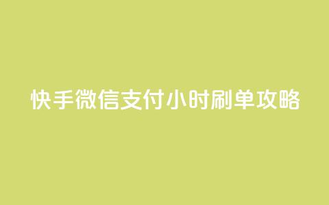 快手微信支付24小时刷单攻略 第1张 快手微信支付24小时刷单攻略 第1张