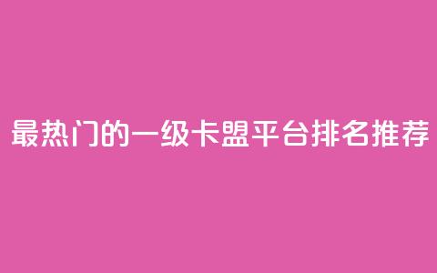最热门的一级卡盟平台排名推荐 第1张 最热门的一级卡盟平台排名推荐 第1张