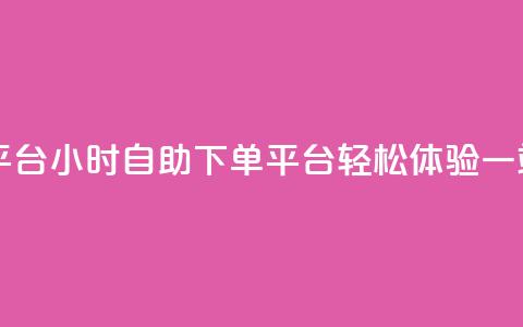 自助下单24小时平台(24小时自助下单平台，轻松体验一站式服务)  第1张