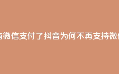 抖音怎么没有微信支付了(抖音为何不再支持微信支付)  第1张