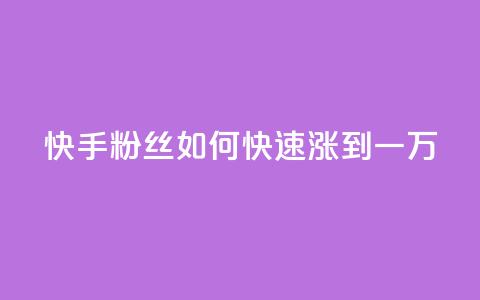 快手粉丝如何快速涨到一万 - 如何迅速增加快手粉丝至一万~ 第1张 快手粉丝如何快速涨到一万 - 如何迅速增加快手粉丝至一万~ 第1张