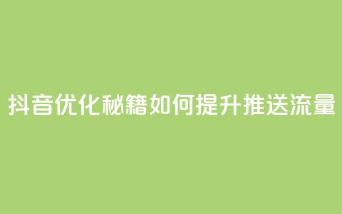 抖音优化秘籍:如何提升推送流量 第1张 抖音优化秘籍:如何提升推送流量 第1张