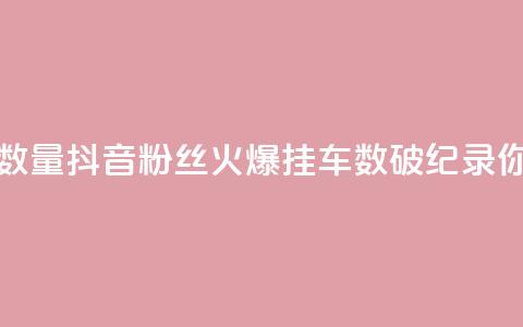 抖音粉丝和挂车数量 - 抖音粉丝火爆，挂车数破纪录	，你不能错过~  第1张