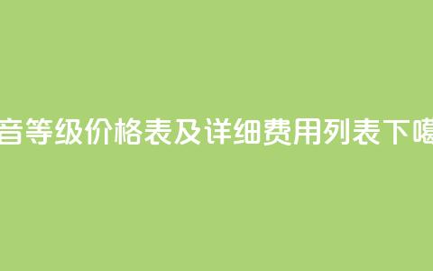 抖音等级价格表及详细费用列表 第1张 抖音等级价格表及详细费用列表 第1张