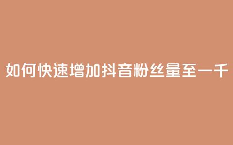 如何快速增加抖音粉丝量至一千? 第1张 如何快速增加抖音粉丝量至一千? 第1张