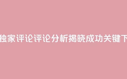 dy评论(独家评论：dy评论分析，揭晓成功关键)  第1张