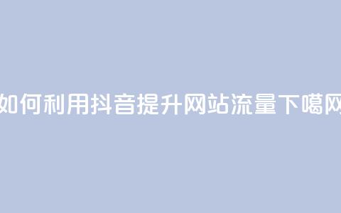 如何利用抖音提升网站流量 第1张 如何利用抖音提升网站流量 第1张