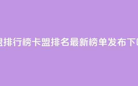 卡盟排行榜(卡盟排名最新榜单发布)  第1张