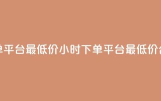 24小时下单平台最低价(24小时下单平台最低价合作伙伴)