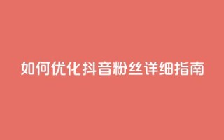 如何优化抖音粉丝？详细指南