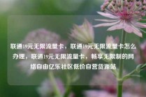 联通19元无限流量卡，联通19元无限流量卡怎么办理，联通19元无限流量卡，畅享无限制的网络自由亿乐社区低价自营货源站