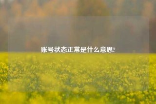 账号状态正常是什么意思?