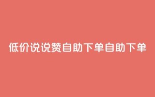 低价说说赞自助下单(自助下单-实惠推荐)