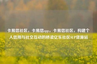 卡易信社区，卡易信app，卡易信社区，构建个人信用与社交互动的桥梁亿乐社区SUP货源站