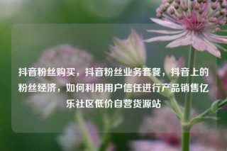 抖音粉丝购买，抖音粉丝业务套餐，抖音上的粉丝经济，如何利用用户信任进行产品销售亿乐社区低价自营货源站
