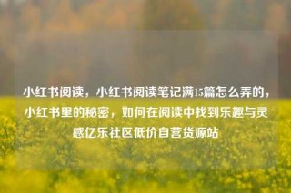 小红书阅读，小红书阅读笔记满15篇怎么弄的，小红书里的秘密，如何在阅读中找到乐趣与灵感亿乐社区低价自营货源站