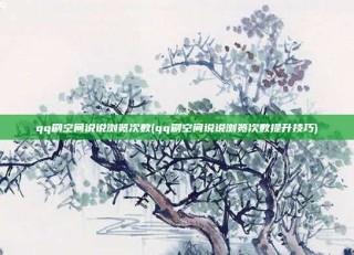qq刷空间说说浏览次数(qq刷空间说说浏览次数提升技巧)