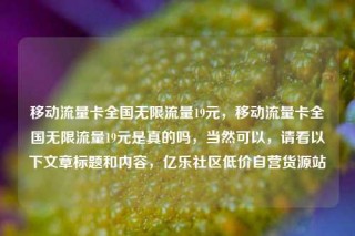 移动流量卡全国无限流量19元，移动流量卡全国无限流量19元是真的吗，当然可以，请看以下文章标题和内容，亿乐社区低价自营货源站