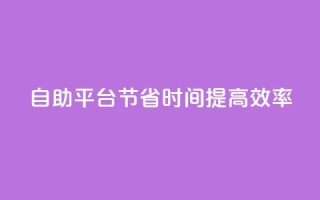 自助平台：节省时间，提高效率