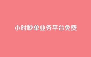 24小时秒单业务平台免费 - 免费体验全天秒单业务平台，24小时一键下单~