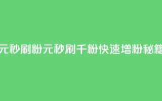 1元秒刷1000粉(1元秒刷千粉，快速增粉秘籍)