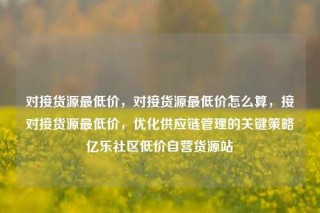 对接货源最低价，对接货源最低价怎么算，接对接货源最低价，优化供应链管理的关键策略亿乐社区低价自营货源站
