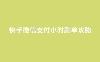 快手微信支付24小时刷单攻略