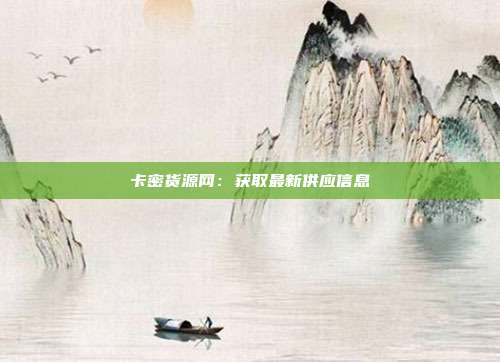 卡密货源网：获取最新供应信息  第1张