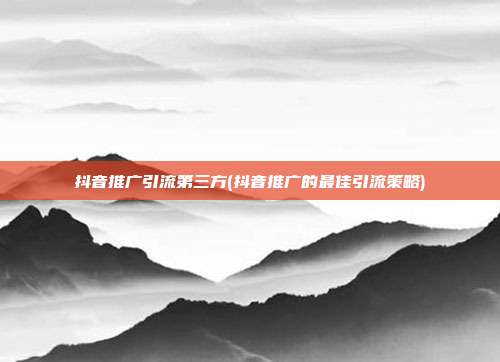 抖音推广引流第三方(抖音推广的最佳引流策略)  第1张