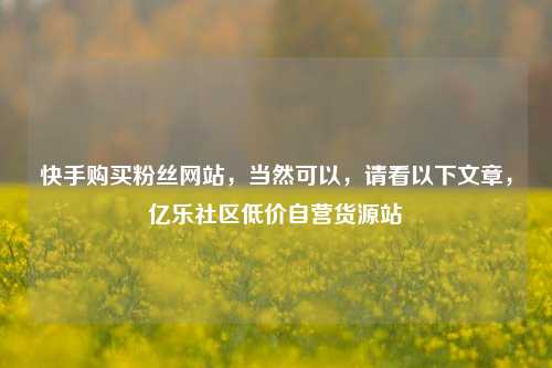 快手购买粉丝网站，当然可以，请看以下文章	，亿乐社区低价自营货源站  第1张